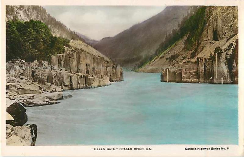 Colorized RPPC of Hell's Gate, Fraser River British Columbia BC