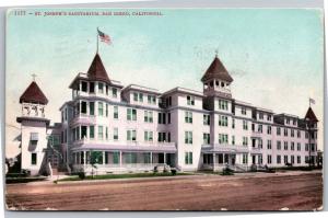 St. Joseph's Sanitarium, San Diego California c1909 Vintage Postcard I05
