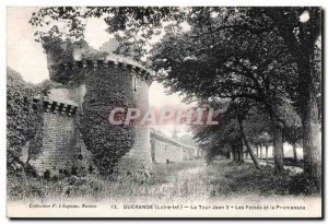 Old Postcard Guerande (Loire Inf) The Tower John V Les Fosses and the Promenade