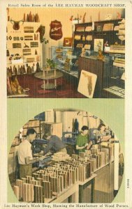 Florida Lee Hayman Woodcraft Shop Hartman linen 1940s Postcard 21-10310