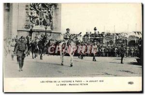 Old Postcard The Holidays Victory parade in Paris Le Marechal Petain