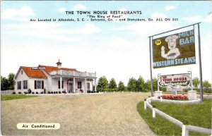 Allendale, SC South Carolina  TOWN HOUSE RESTAURANT  Roadside  ca1940's Postcard