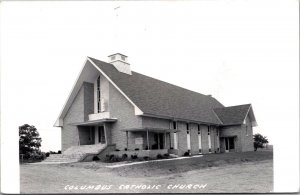 RPPC View of Columbus MI Catholic Church Vintage Postcard V63