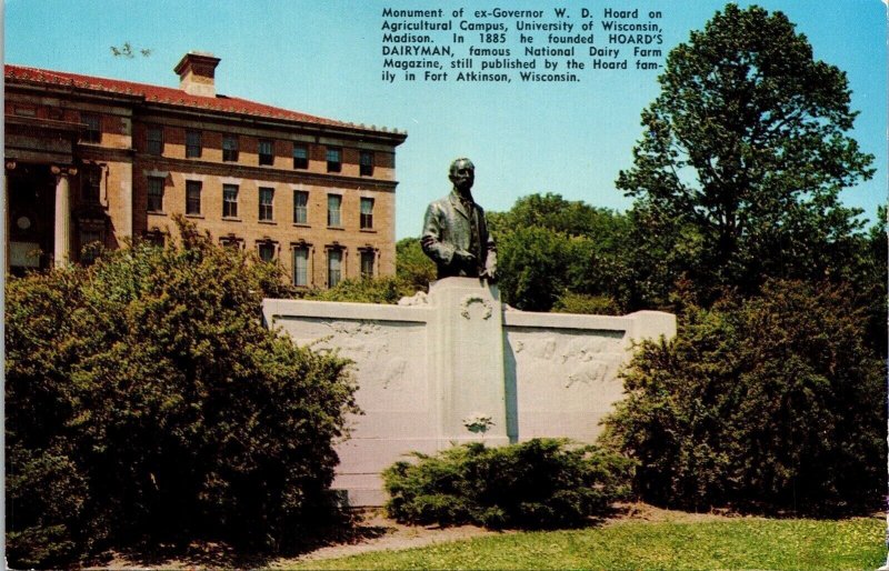 Monument Gov WD Hoard University Wisconsin Madison WI Postcard UNP VTG LL Cook 