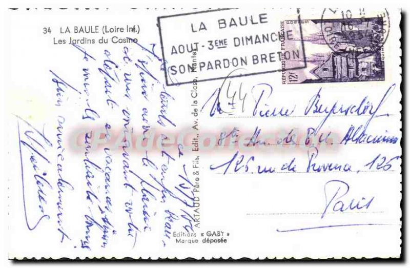 Old Postcard La Baule Loire Inf Gardens Casino