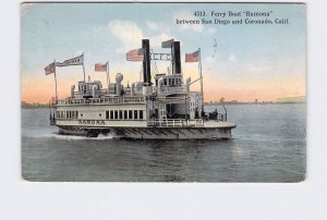 PPC POSTCARD EXPOSITION PANAMA CALIFORNIA 1915 FERRY BOAT RAMONA SAN DIEGO EXPOS