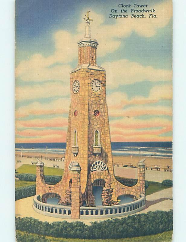 Unused Linen CLOCKTOWER Daytona Beach Florida FL H5088