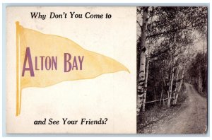 1912 Why Dont You Come Alton Bay See Your Friends New Hampshire Banner Postcard 
