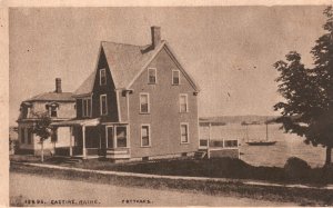 Vintage Postcard 1910's Cottages in Front of Lake Castine Maine ME