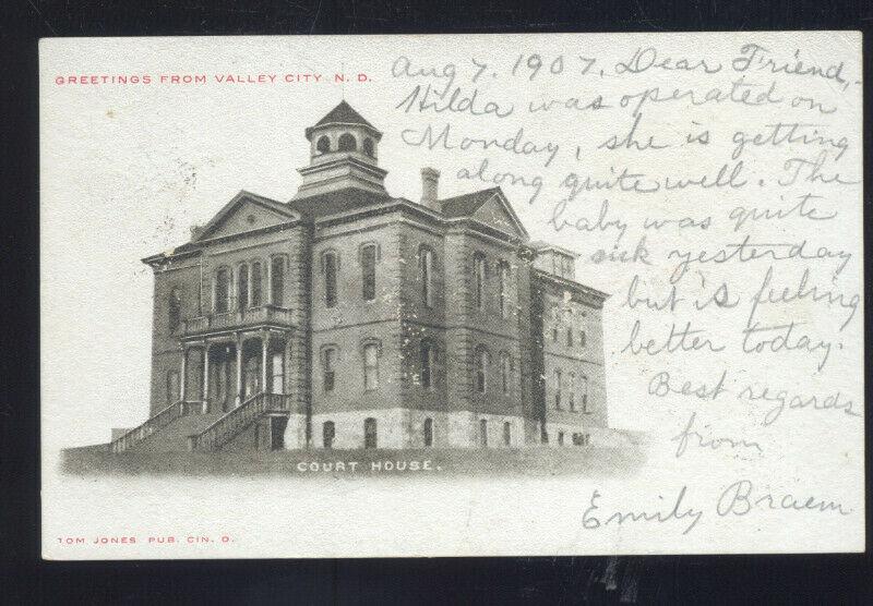 VALLEY CITY NORTH DAKOTA COUNTY COURT HOUSE TOM JONES VINTAGE POSTCARD ND