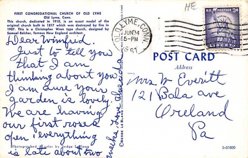 First Congregational Church Dedicated In 1910 Old Lyme CT 