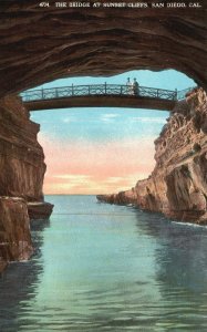 Vintage Postcard Bridge At Sunset Cliffs San Diego California H.L. Christiance