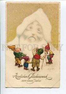 263636 NEW YEAR Snowman SANTA CLAUS Gnome Vintage postcard