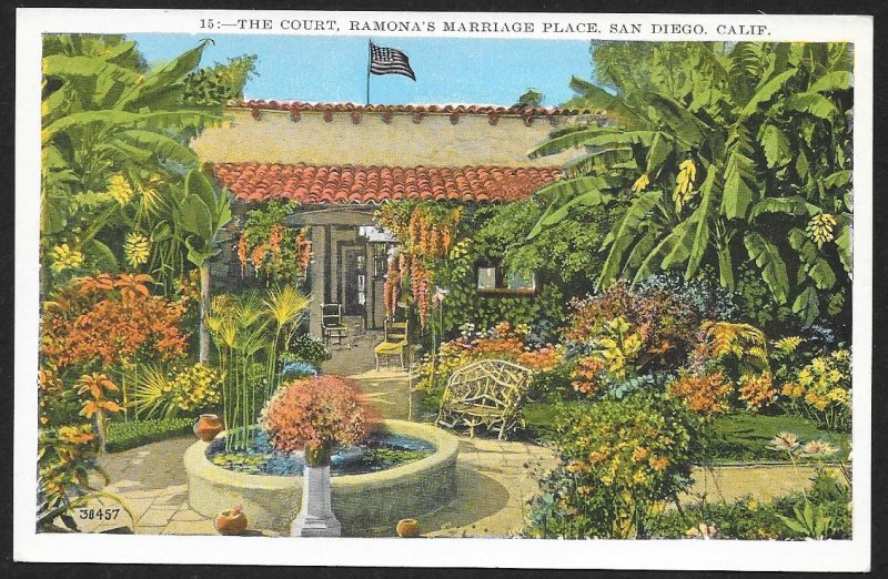 The Court Ramonas Marriage Place San Diego California Unused c1920s