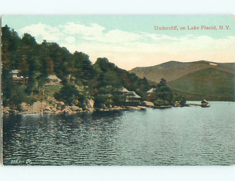 Divided-back LAKE SCENE Adirondacks - Lake Placid New York NY AE5184