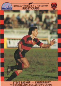 Steve Bachop Canterbury Team Rugby 1991 Hand Signed Card Photo