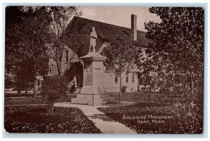 c1910's Soldier's Monument Houses Trees Hart Michigan MI Posted Antique Postcard