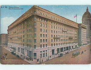 Unused Divided-Back STREETCAR TRAIN & PALACE HOTEL San Francisco CA u9858