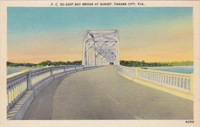 Florida Panama City East Bay Bridge At Sunset