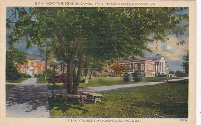 Virginia Radford Campus Scene At Night State Teachers College