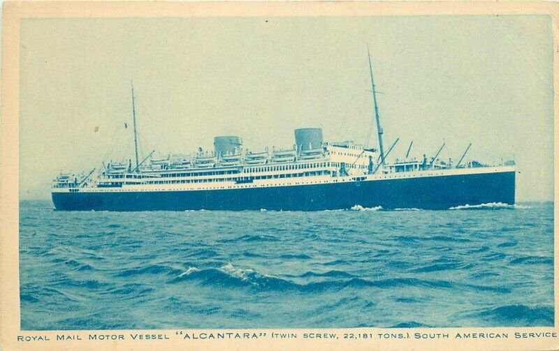 Alcantara Royal Mail Motor Vessel 1920s Steamship Postcard South Service 20-1180