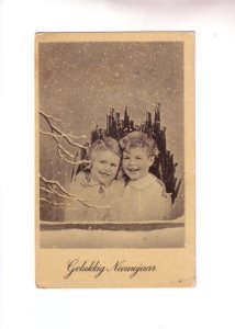 Two Children, Gelukkig Nieurvjaar, Netherlands New Years, Used