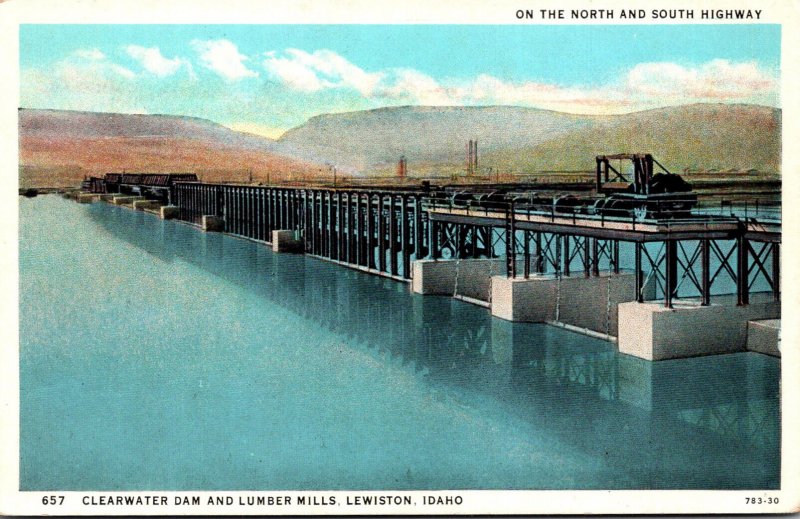 Idaho Lewiston Clearwater Dam and Lumber Mills Curteich