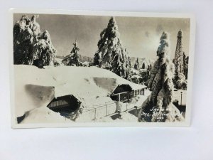 Mt. Wilson Hotel San Gabriel Mountains California Postcard RPPC Real Photo Snow