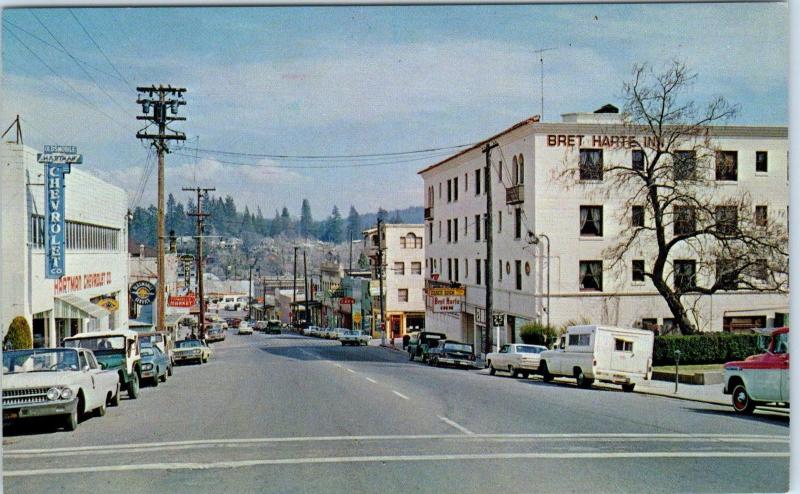 GRASS VALLEY, CA California    STREET SCENE CHEVY Dealership  c60s Cars Postcard