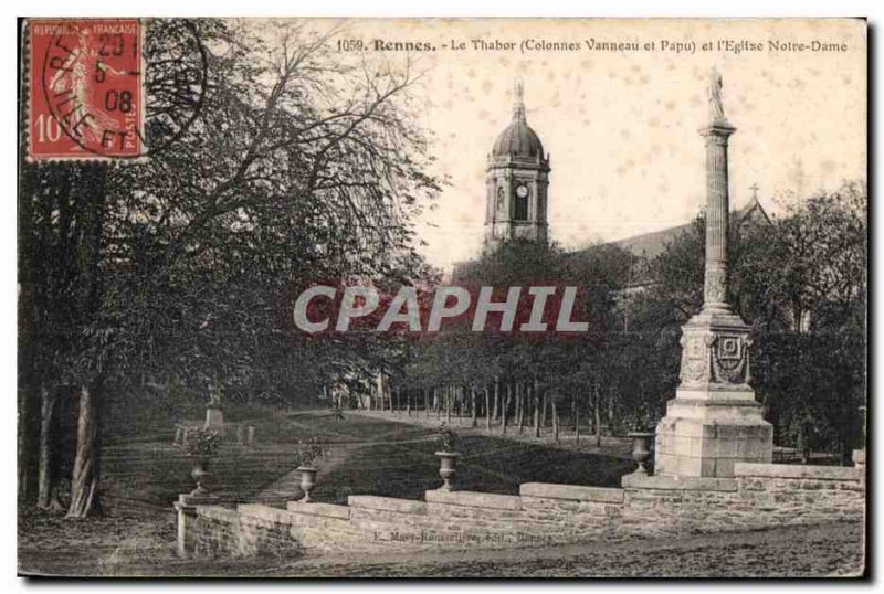 Old Postcard The Rennes Tabor (Lapwing and Papu columns) and I Nolre Dame church