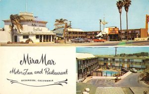 Oceanside California Mirar Mar Motoer Inn and Restaurant Postcard AA34875