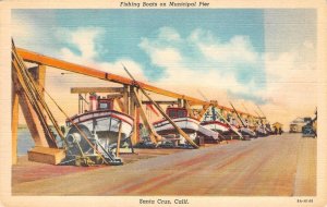 Fishing Boats on Municipal Pier SANTA CRUZ California 1944 Vintage Postcard