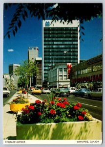 Portage Avenue Looking East, Winnipeg, Manitoba, Chrome Postcard #1