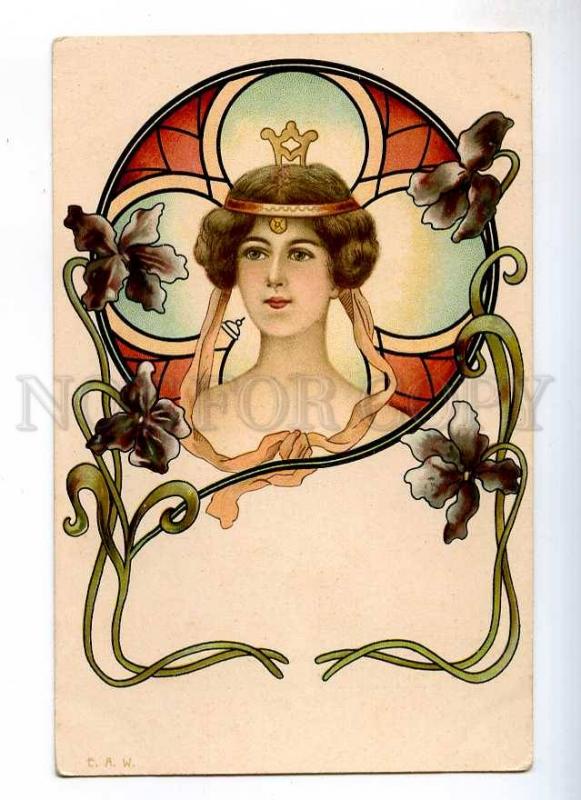 235120 ART NOUVEAU Head of Belle NYMPH IRIS Vintage E.A.W.