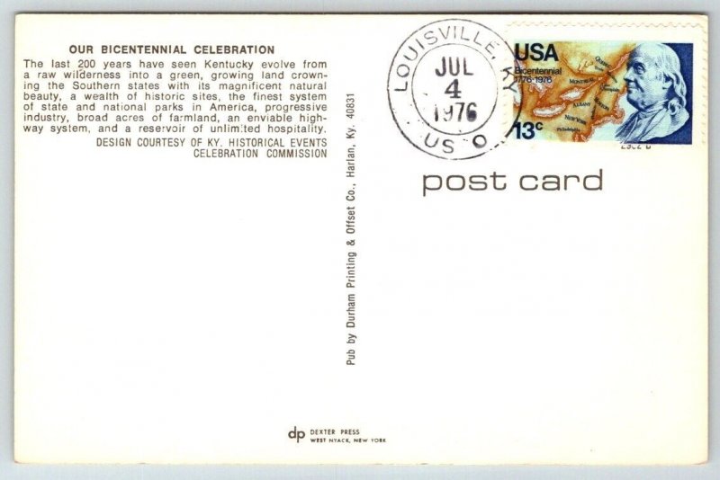 Kentucky Bicentennial  July 4th  1976    Postcard