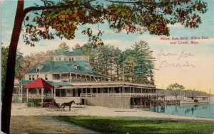 Willow Dale Hotel Willow Dale near Lowell MA Massachusetts Boat Postcard E80