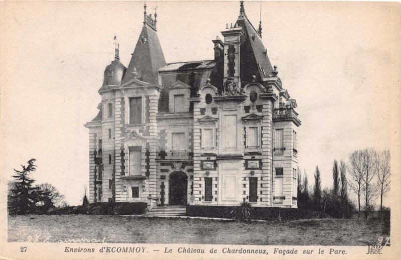 ECOMMOY SARTHE FRANCE LE CHATEAU DE CHARDONNEUX FACADE SUR LE PARC POSTCARD 1910 