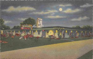 Mayflower Motel Moonlight Night US 19 St Petersburg Florida linen postcard