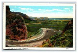 Vintage 1920's Postcard Old Car Roadside on the Pali of Nuuanu Honolulu Hawaii