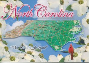 NORTH CAROLINA - THE OLD NORTH STATE - MAP POSTCARD [9752]