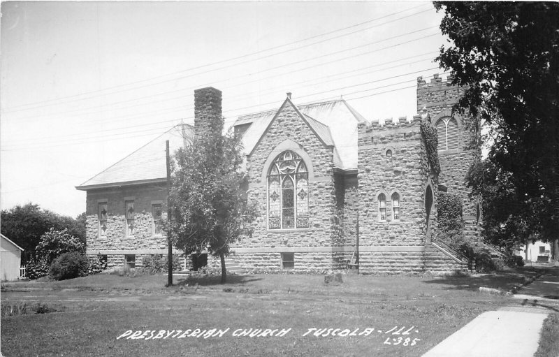 J62/ Tuscola Illinois RPPC Postcard c1940s Presbyterian Church  217