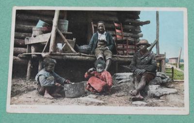 Living Easy; Black Family, Log House, Cast Iron Pot 1901 ...