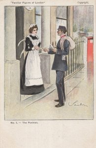 Familiar Faces Of London The Royal Mail Postman Old Postcard