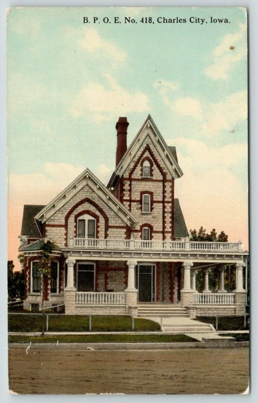 Charles City Iowa~BPOE 418~Elks Club House~c1910 Postcard