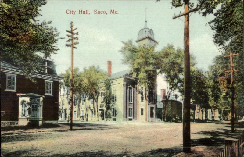 Saco ME City Hall c1910 Postcard