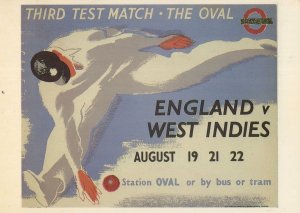 England Vs West Indies 1922 Cricket Third Test Transport Postcard
