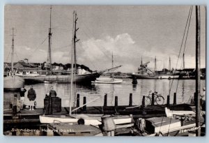 Svendborg Denmark Postcard Scene of Boats and Landing at Port c1930's Unposted