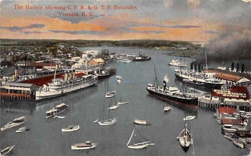 B.C. Victoria  Aerial View of Harbor and Ships