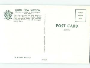 Pre-1980 NEW WESTON HOTEL New York City NY AE1320@