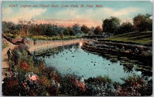 Lagoon and Flower Beds Como Park Saint Paul Minnesota MN Attraction Postcard